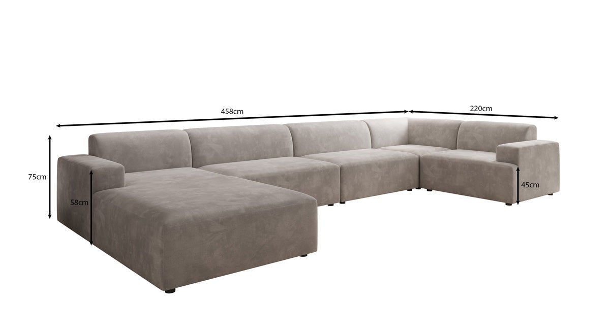 Canapé design Monza U XXL en Velours