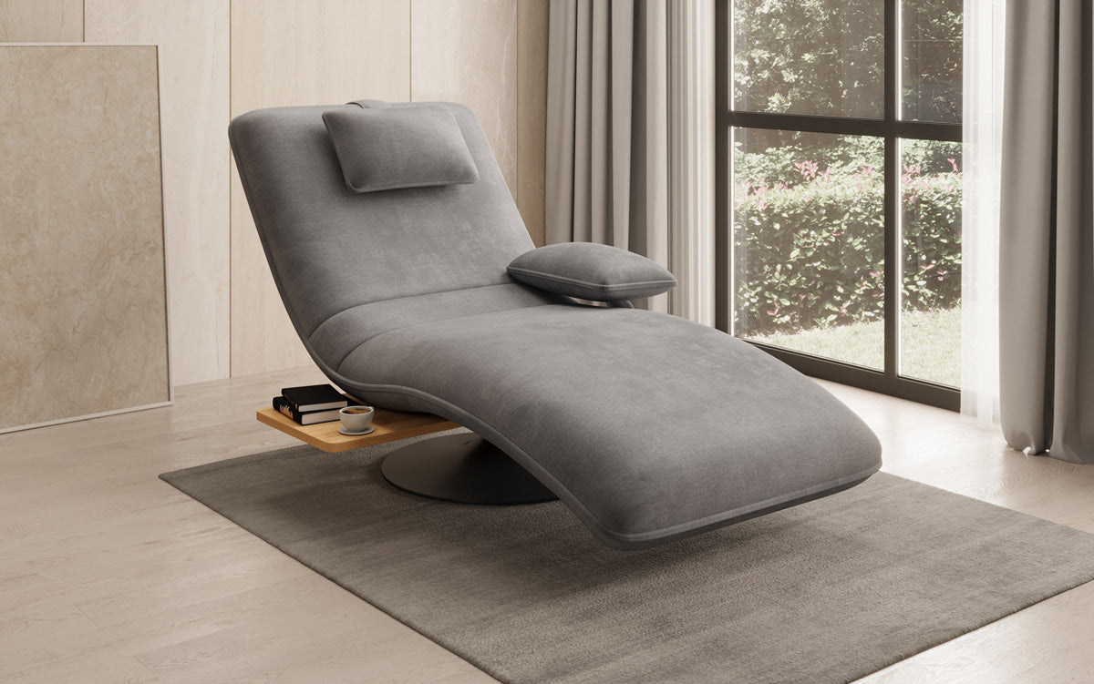 Fauteuil relax design en velours Velor avec fonction pivotante et table d'appoint