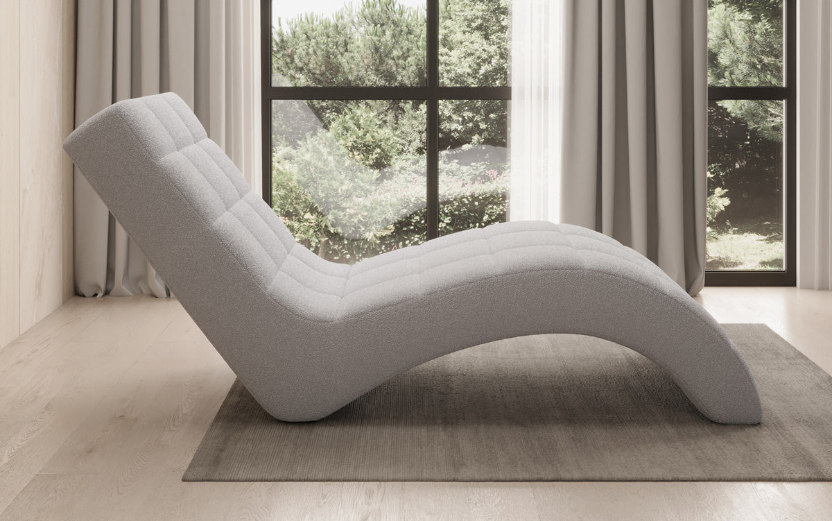 Chaise longue de designer Nela en Bouclé