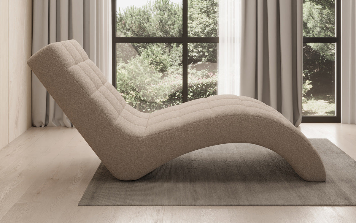 Chaise longue de designer Nela en Bouclé