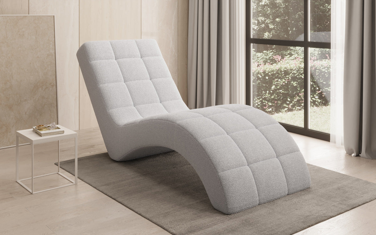 Chaise longue de designer Nela en Bouclé