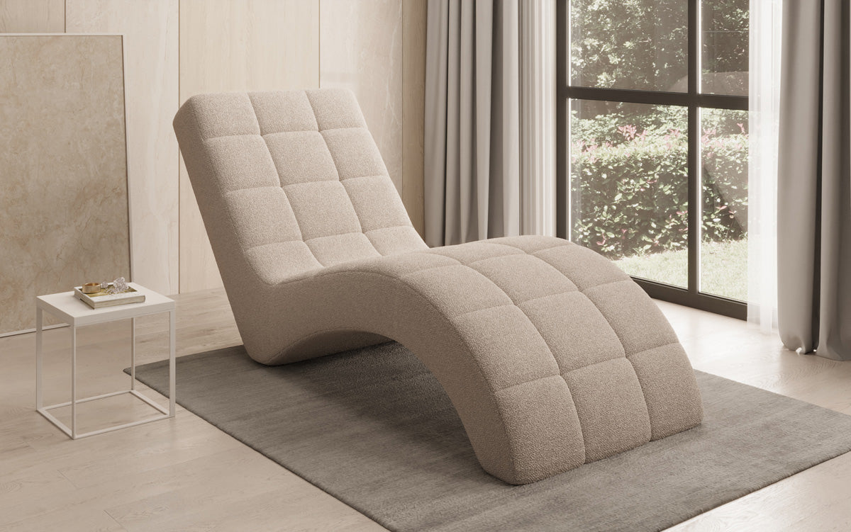 Chaise longue de designer Nela en Bouclé