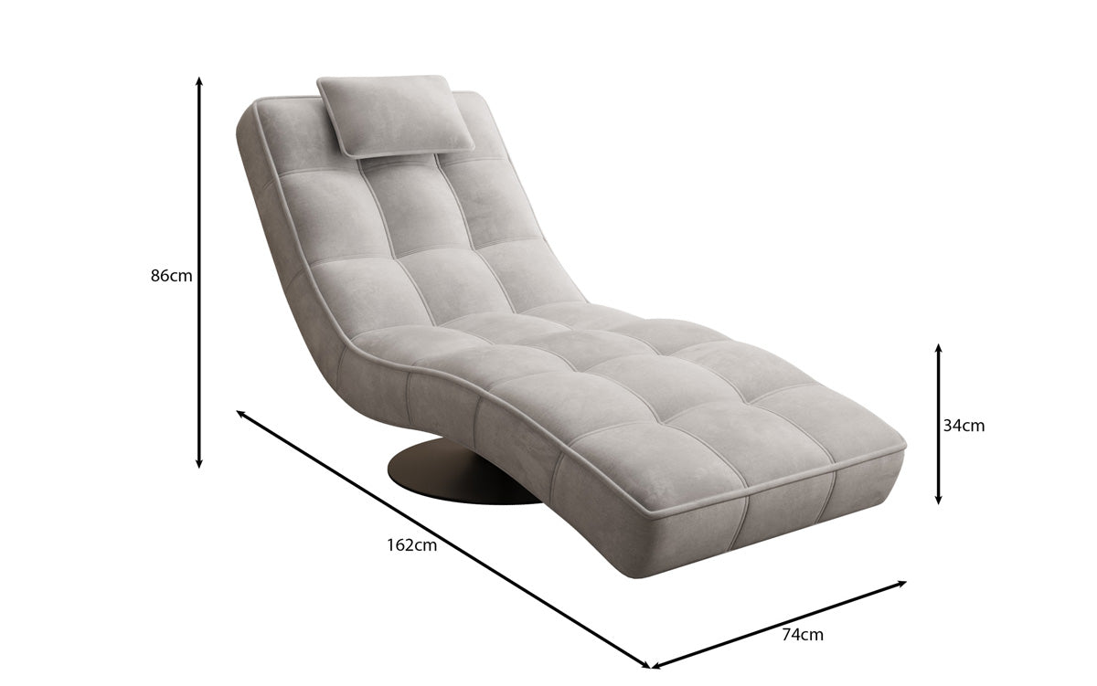 Chaise longue relaxante design Livara Velours avec fonction pivotante