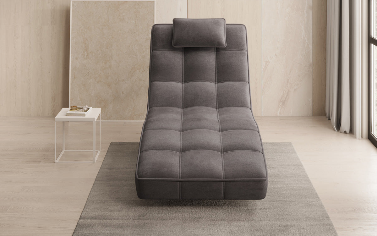 Chaise longue relaxante design Livara Velours avec fonction pivotante