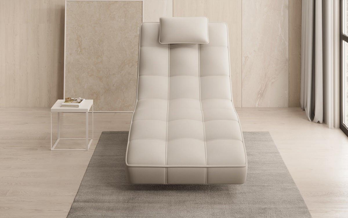 Chaise longue relaxante design Livara en tissu avec fonction pivotante