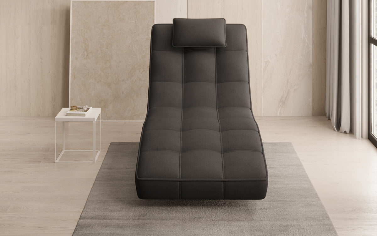 Chaise longue relaxante design Livara en tissu avec fonction pivotante