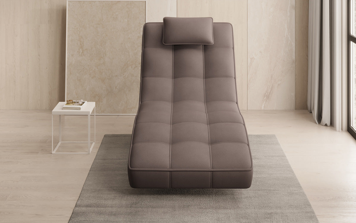 Chaise longue relaxante design Livara en tissu avec fonction pivotante