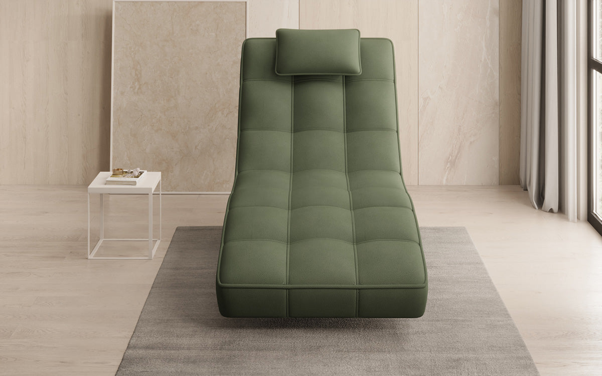 Chaise longue relaxante design Livara en tissu avec fonction pivotante