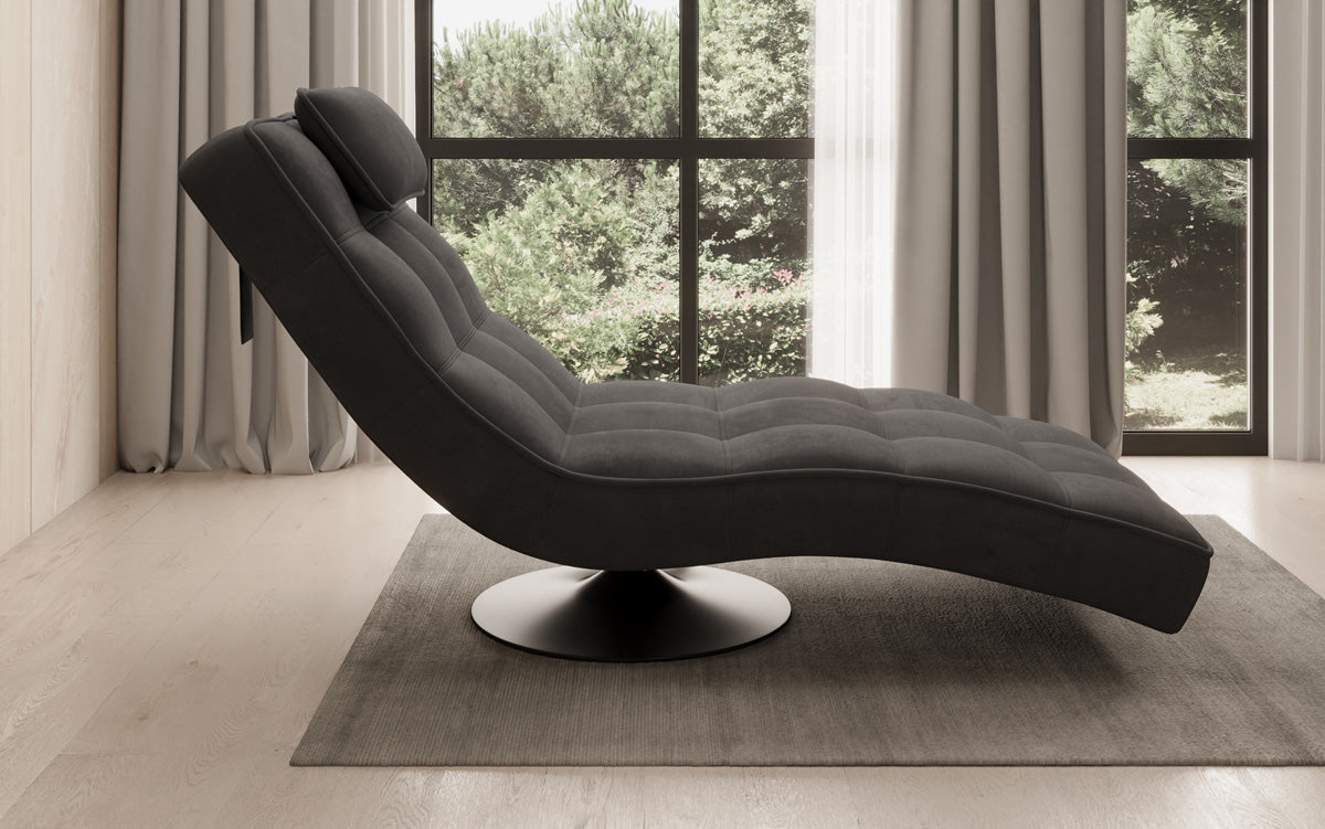 Chaise longue relaxante design Livara Velours avec fonction pivotante