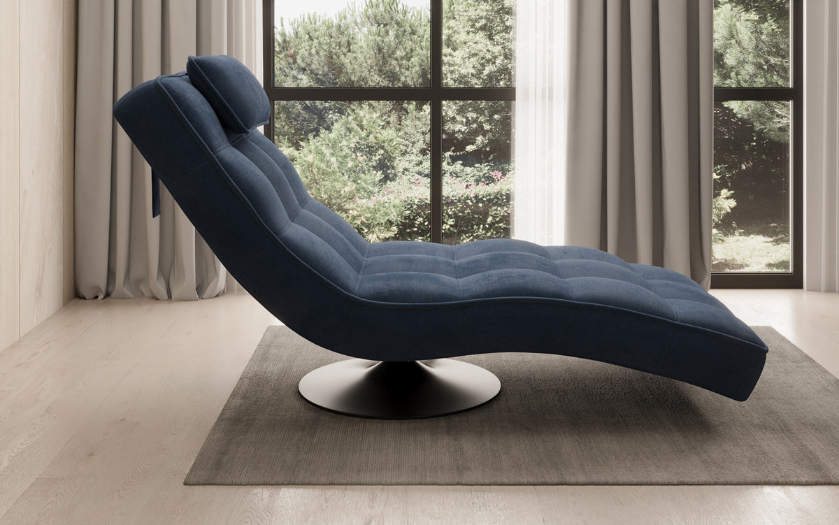 Chaise longue relaxante design Livara Velours avec fonction pivotante