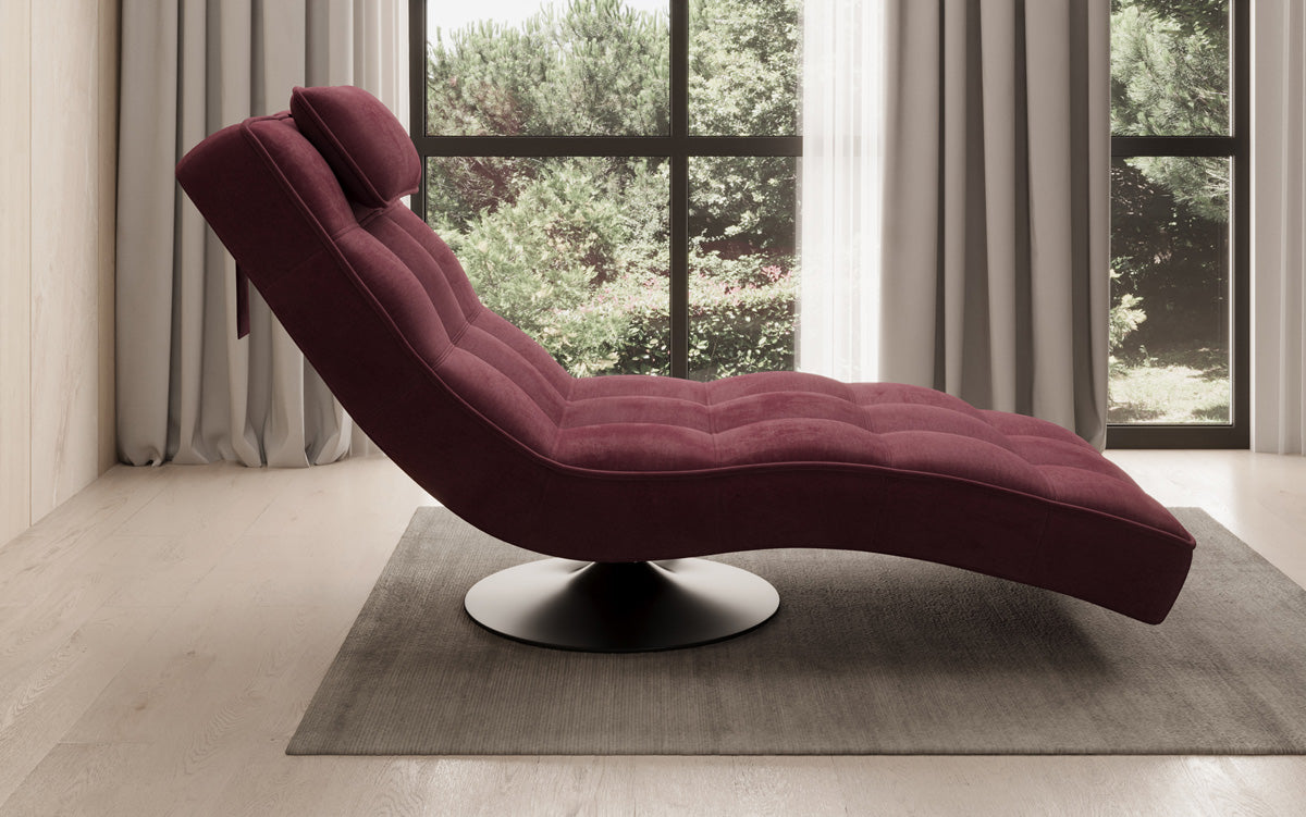 Chaise longue relaxante design Livara Velours avec fonction pivotante