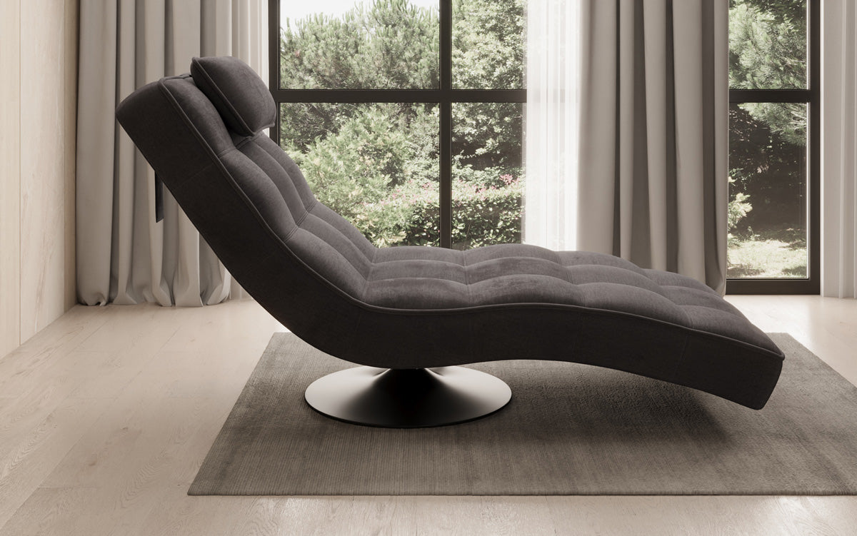 Chaise longue relaxante design Livara Velours avec fonction pivotante