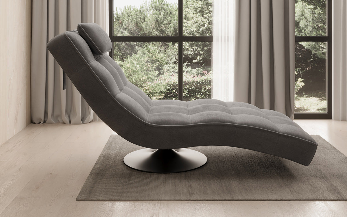 Chaise longue relaxante design Livara Velours avec fonction pivotante