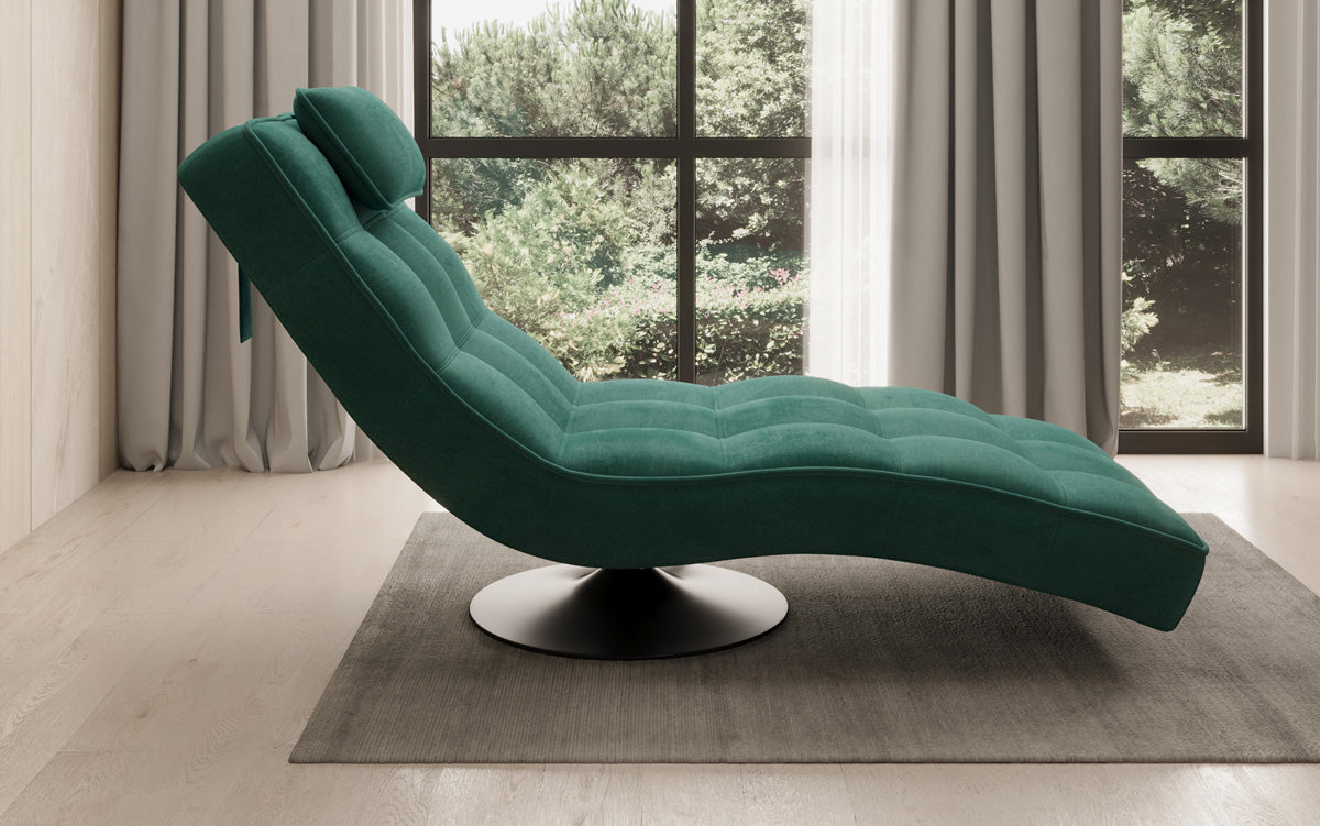 Chaise longue relaxante design Livara Velours avec fonction pivotante