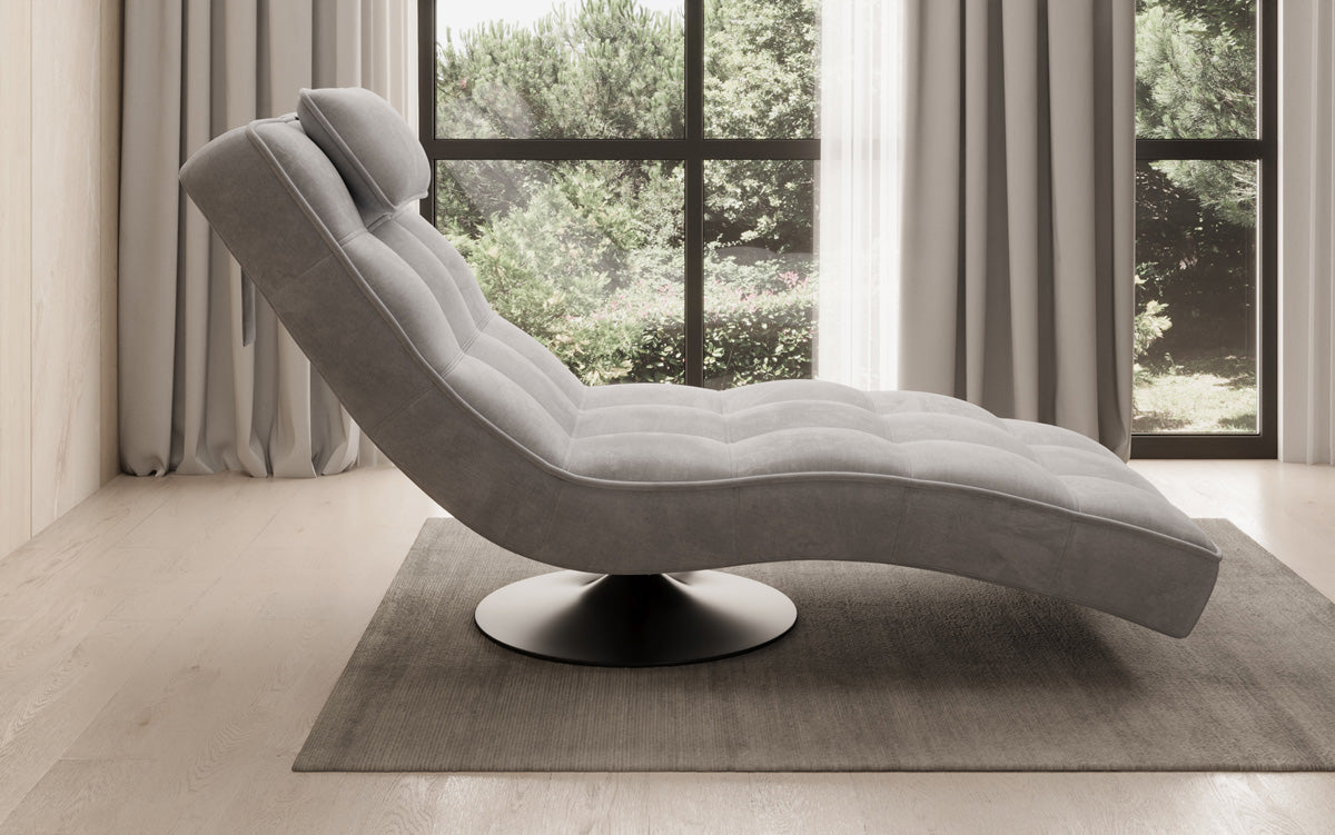 Chaise longue relaxante design Livara Velours avec fonction pivotante