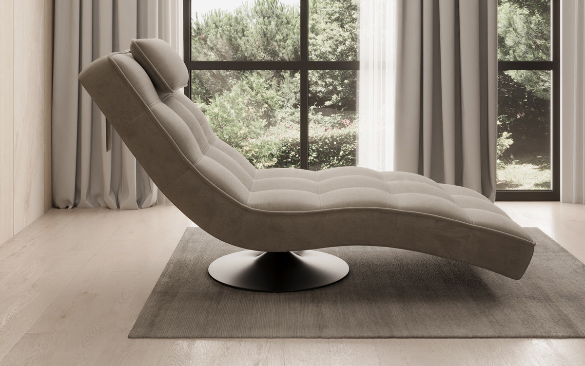 Chaise longue relaxante design Livara Velours avec fonction pivotante