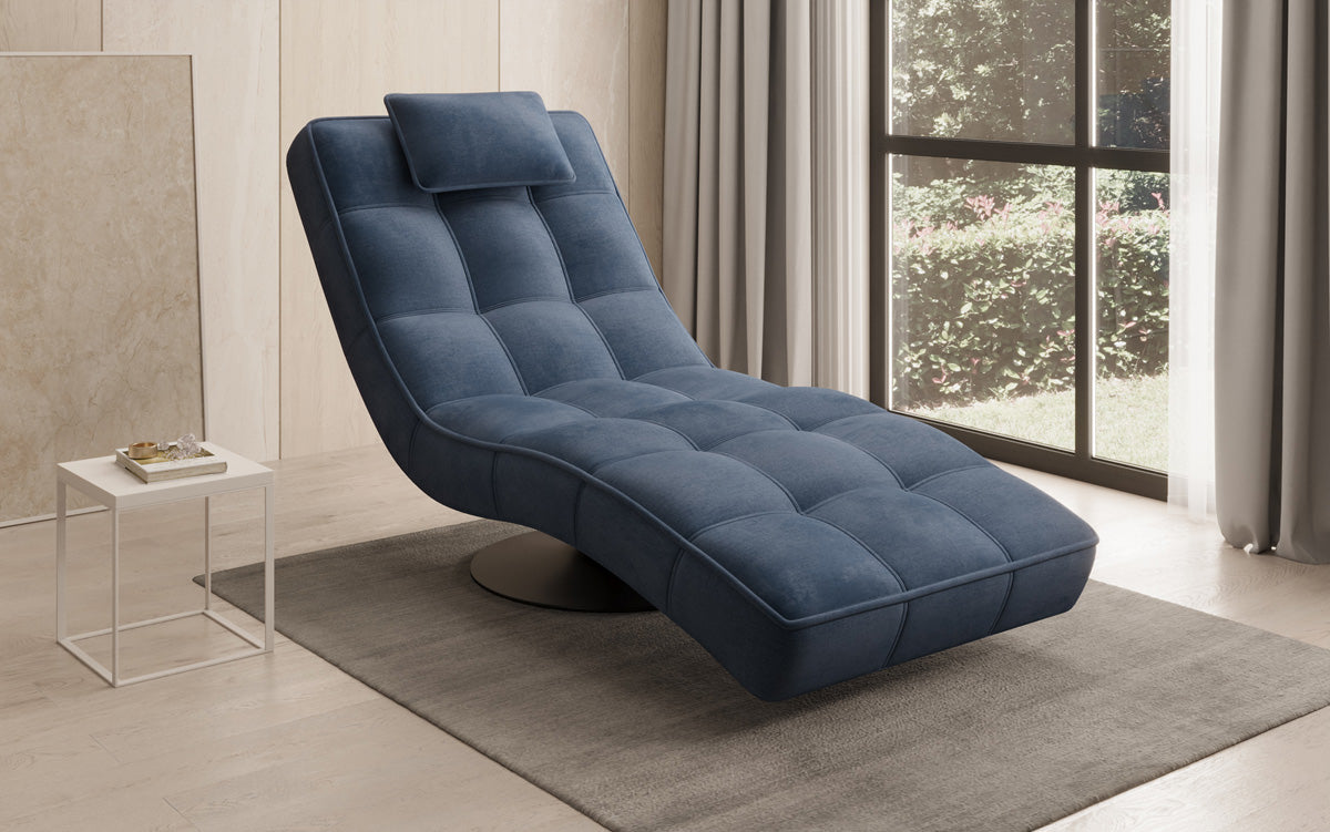 Chaise longue relaxante design Livara Velours avec fonction pivotante