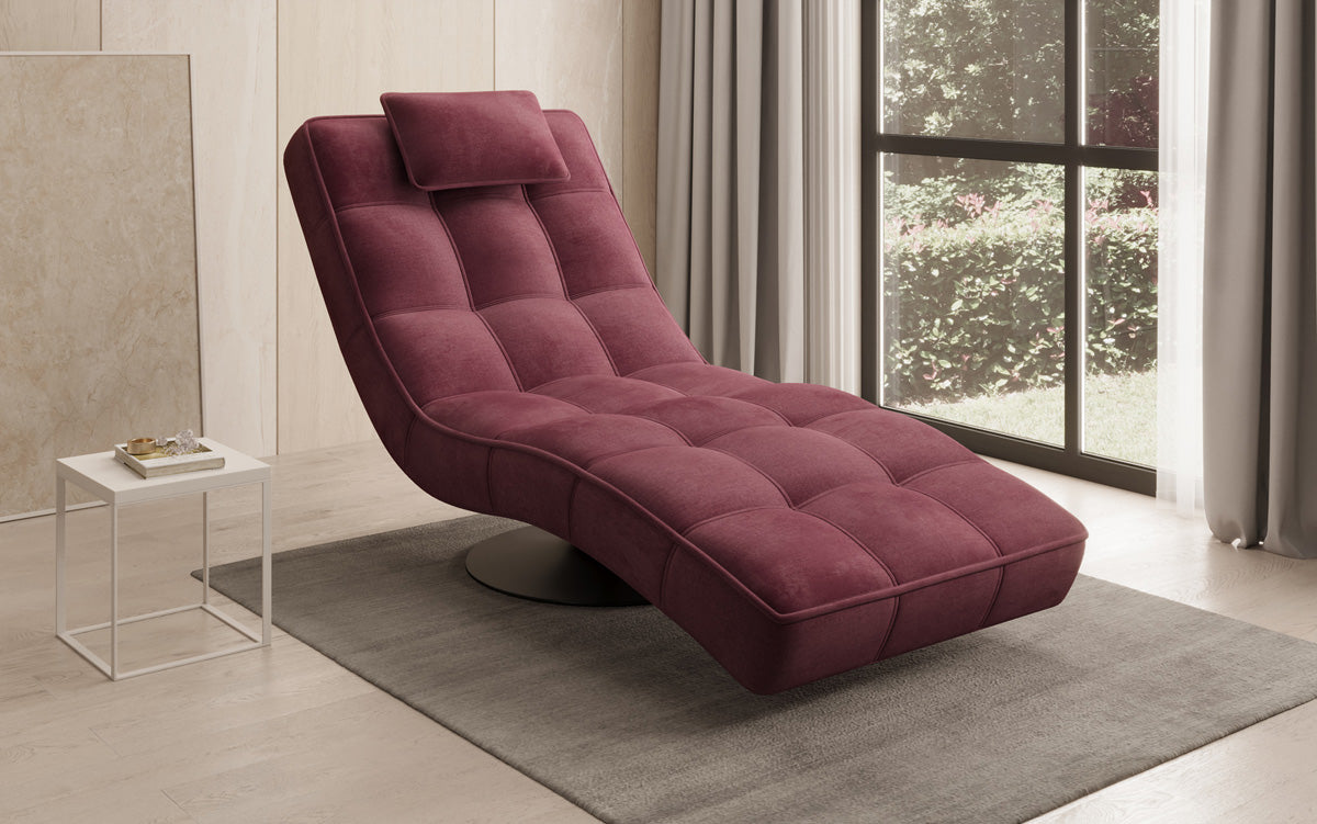 Chaise longue relaxante design Livara Velours avec fonction pivotante