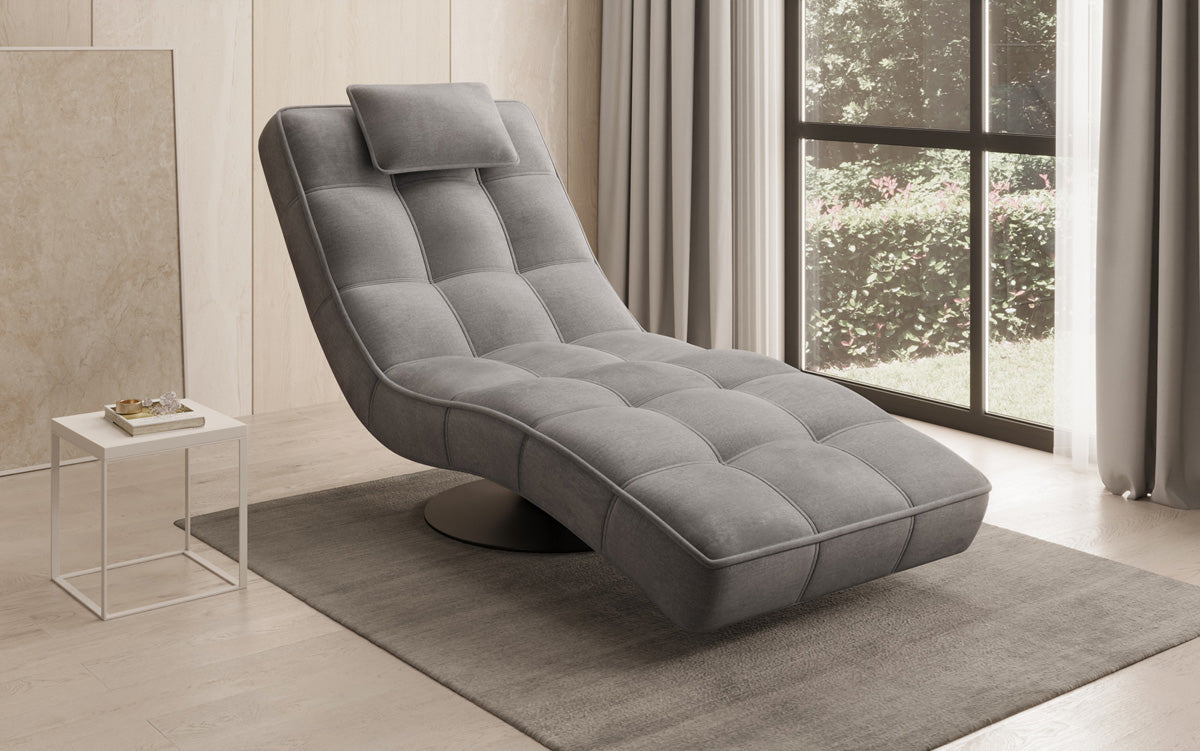 Chaise longue relaxante design Livara Velours avec fonction pivotante