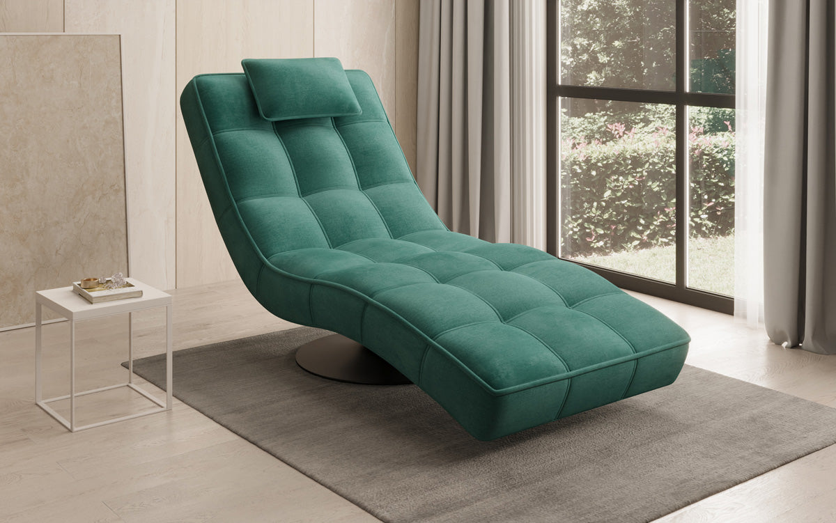 Chaise longue relaxante design Livara Velours avec fonction pivotante