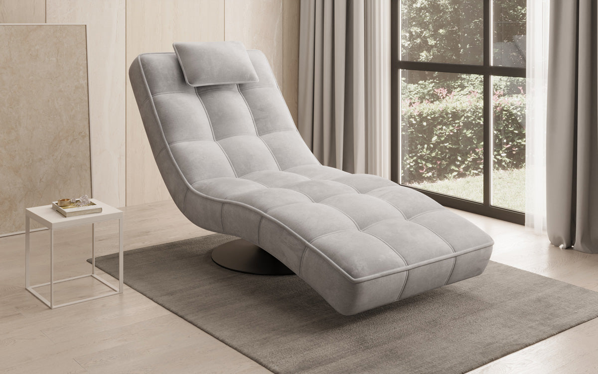 Chaise longue relaxante design Livara Velours avec fonction pivotante