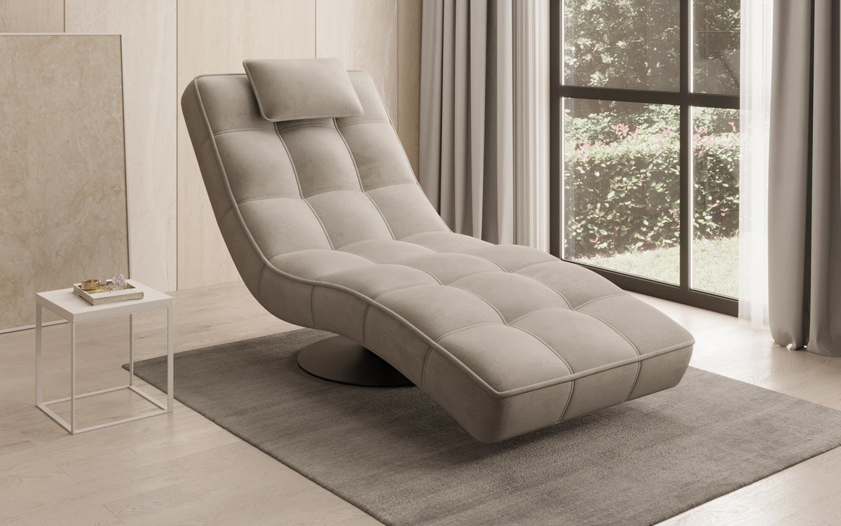 Chaise longue relaxante design Livara Velours avec fonction pivotante