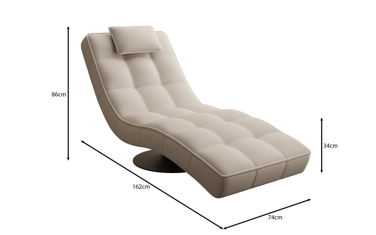 Chaise longue relaxante design Livara en tissu avec fonction pivotante