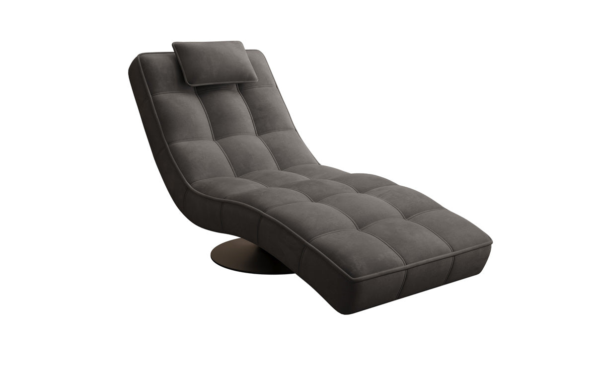 Chaise longue relaxante design Livara Velours avec fonction pivotante