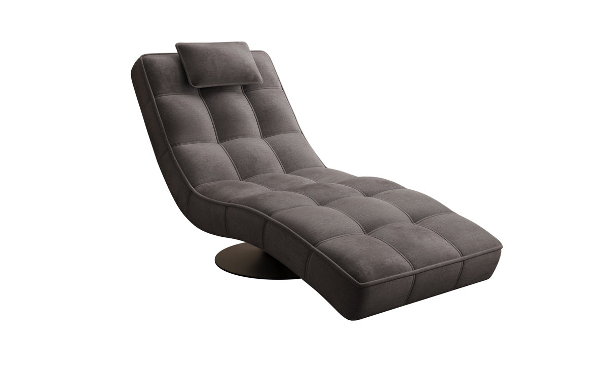 Chaise longue relaxante design Livara Velours avec fonction pivotante