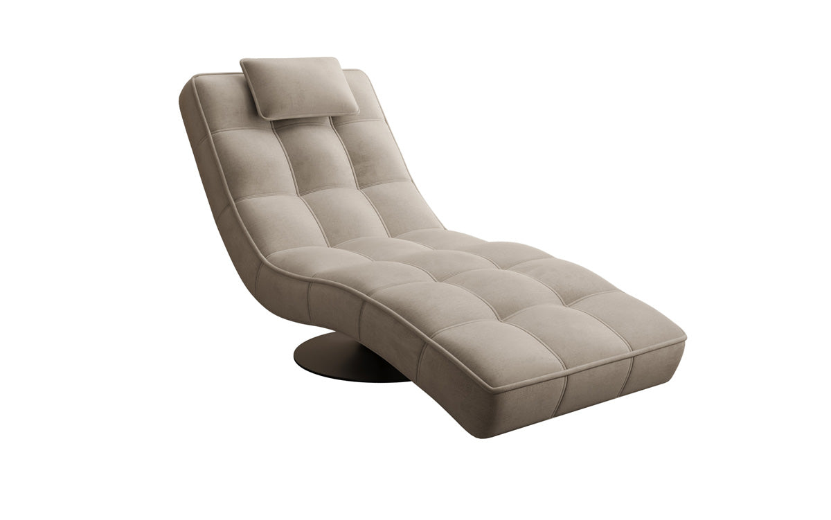 Chaise longue relaxante design Livara Velours avec fonction pivotante