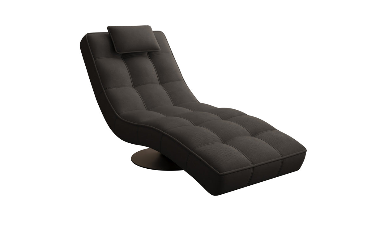 Chaise longue relaxante design Livara en tissu avec fonction pivotante