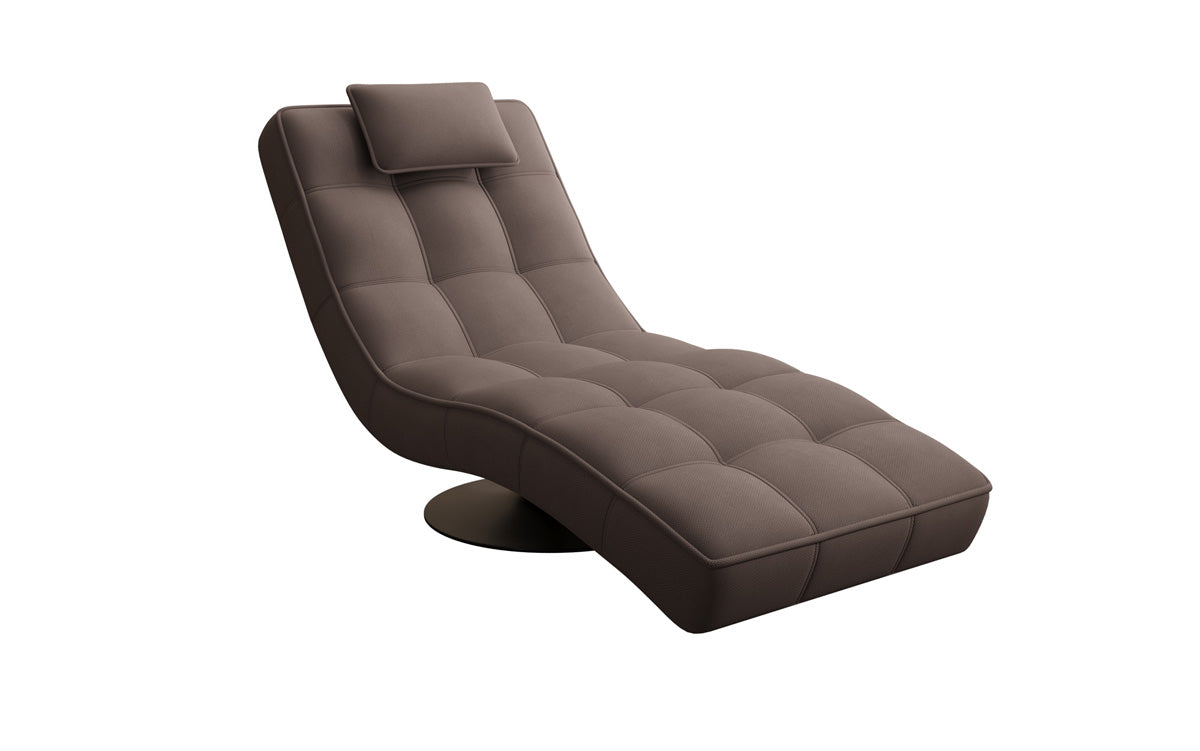 Chaise longue relaxante design Livara en tissu avec fonction pivotante