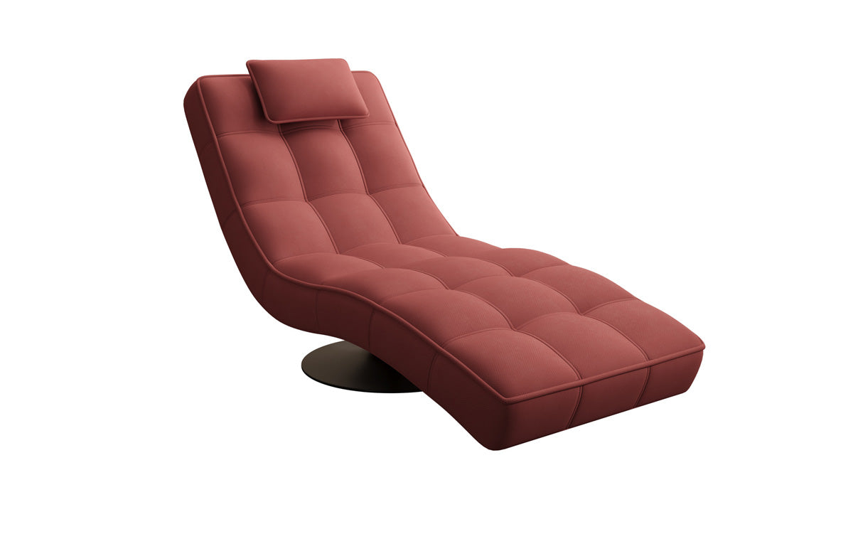 Chaise longue relaxante design Livara en tissu avec fonction pivotante