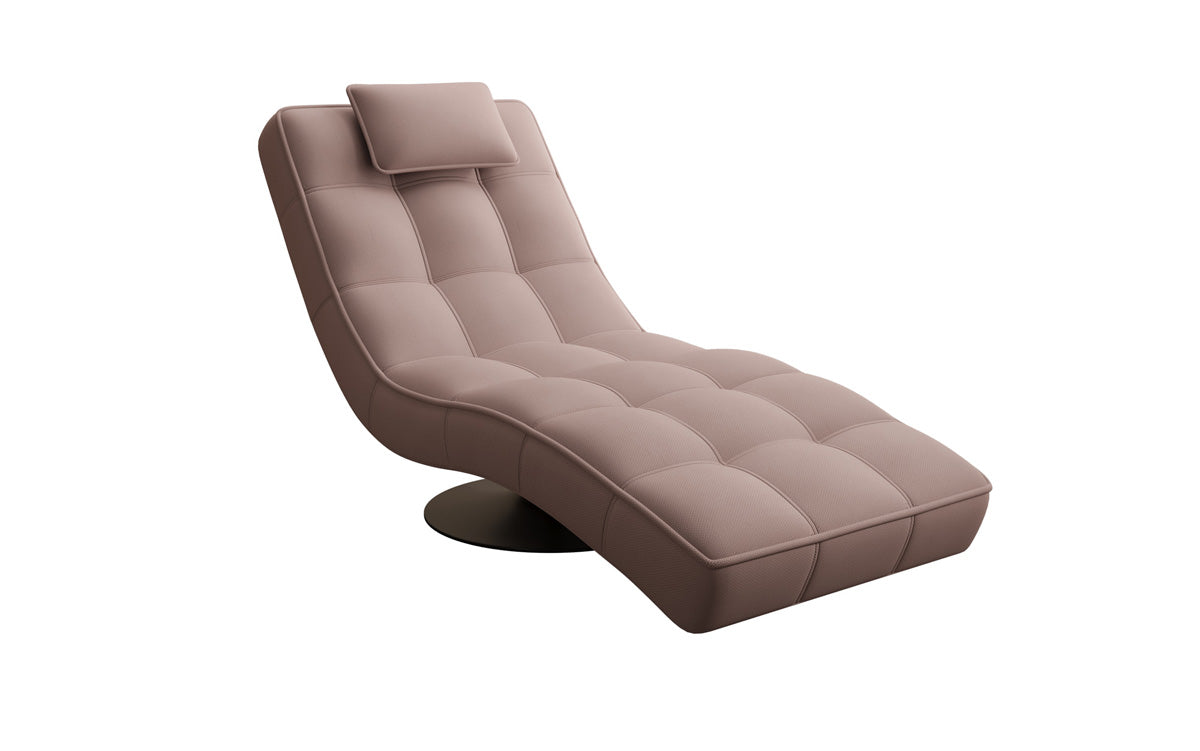 Chaise longue relaxante design Livara en tissu avec fonction pivotante