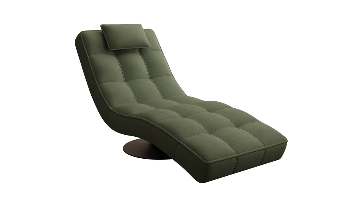 Chaise longue relaxante design Livara en tissu avec fonction pivotante