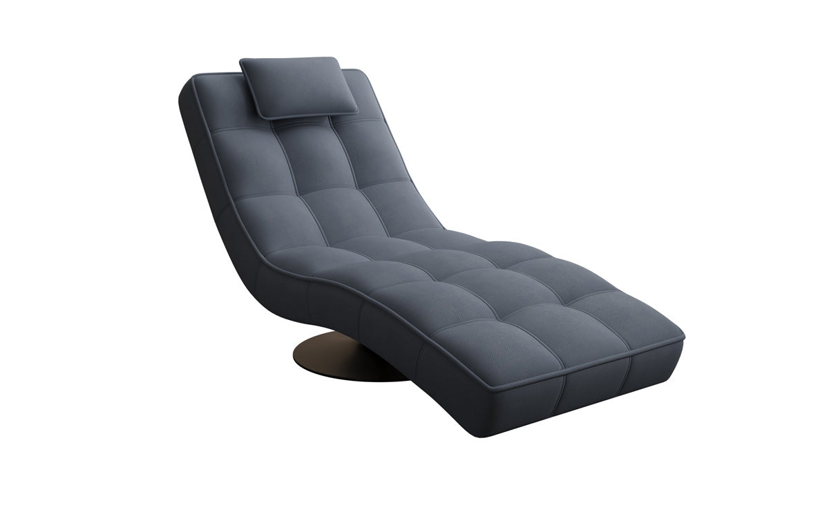 Chaise longue relaxante design Livara en tissu avec fonction pivotante