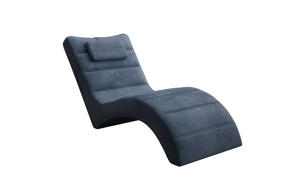 Chaise longue de designer Leon en Velours