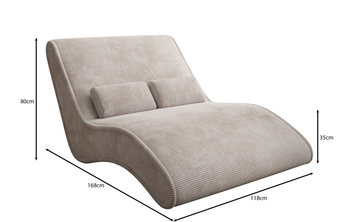 Chaise longue de designer Lunaris 120 en côtelé