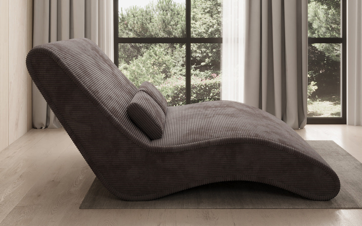 Chaise longue de designer Lunaris 120 en côtelé