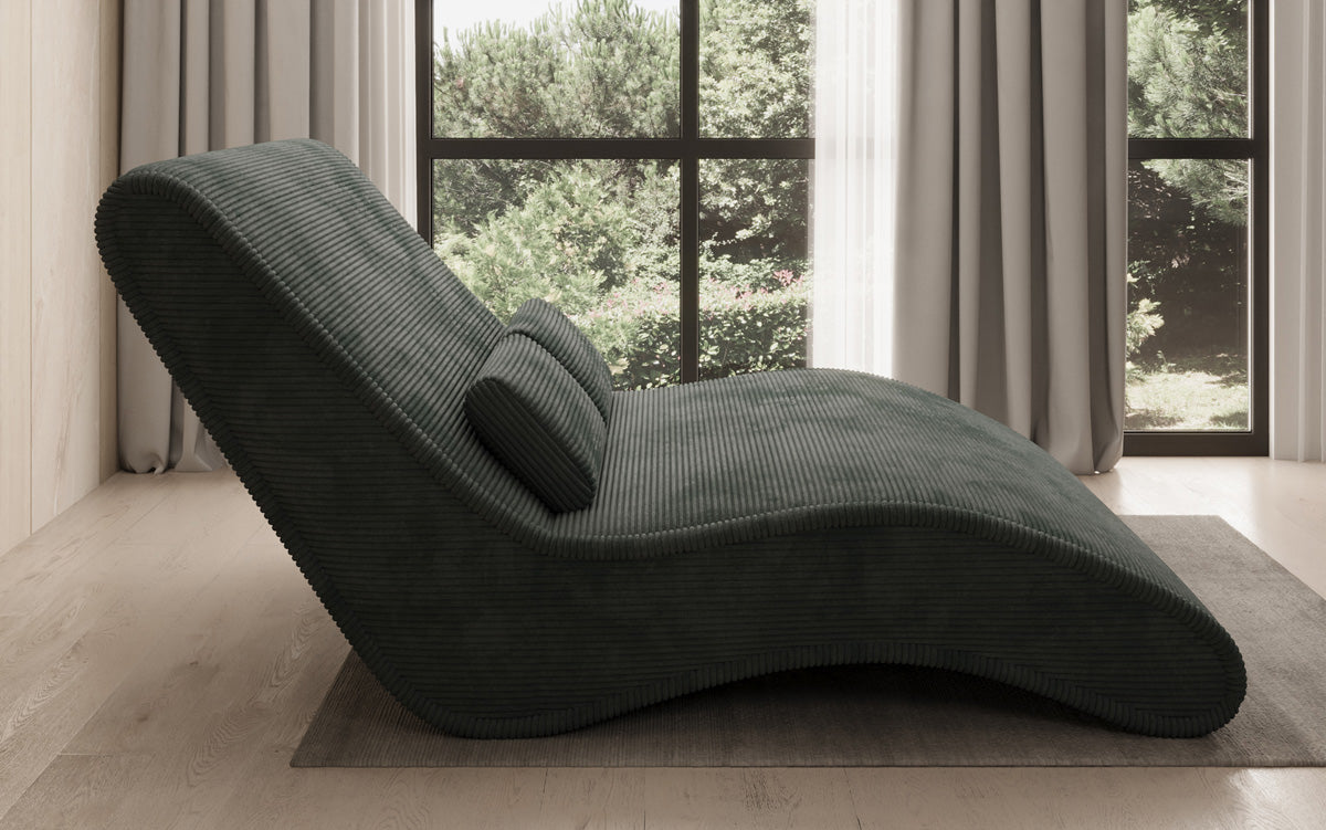 Chaise longue de designer Lunaris 120 en côtelé