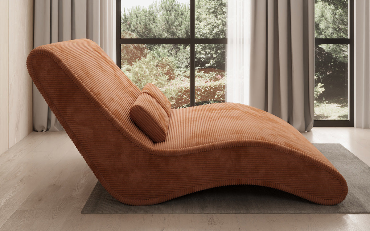 Chaise longue de designer Lunaris 120 en côtelé
