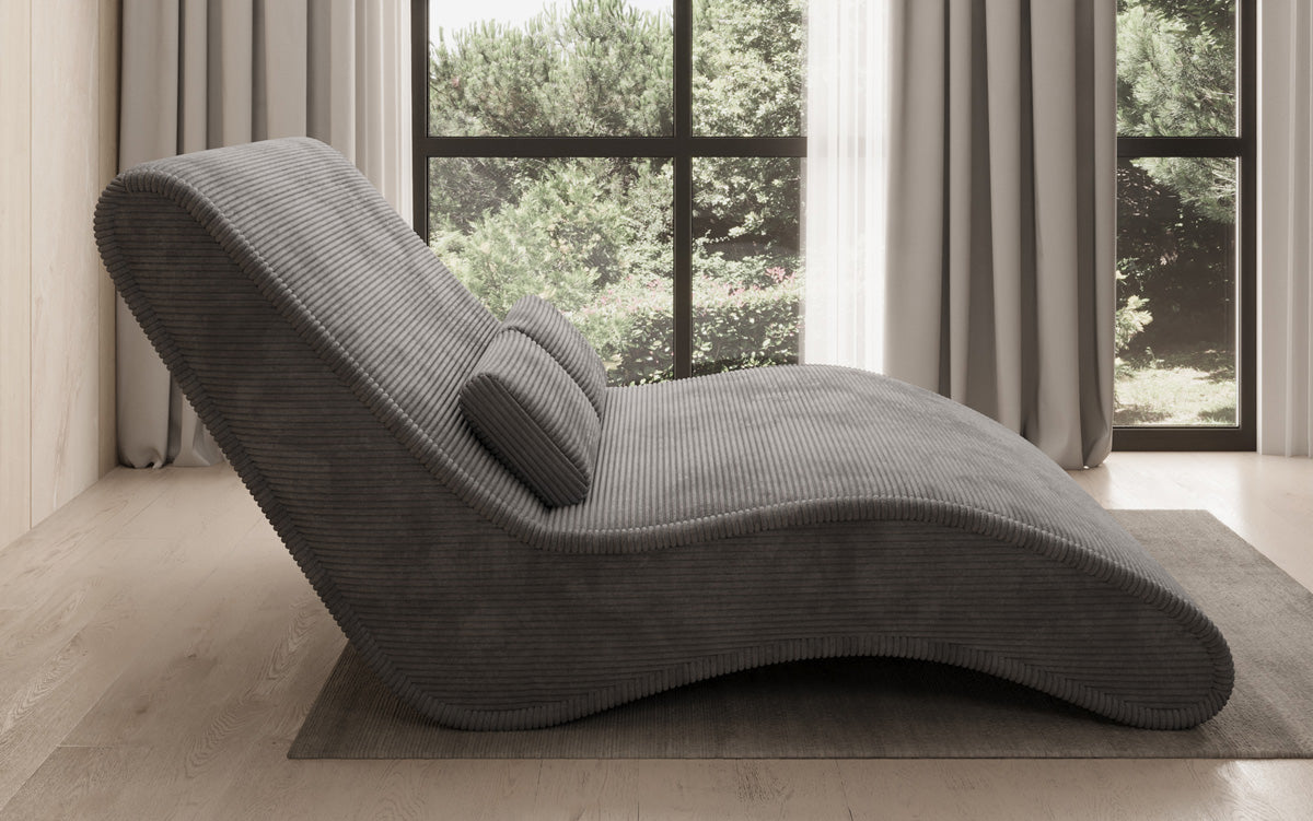 Chaise longue de designer Lunaris 120 en côtelé