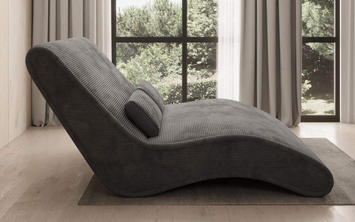 Chaise longue de designer Lunaris 120 en côtelé