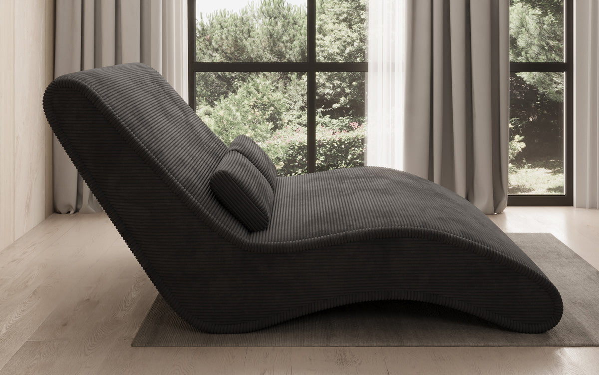 Chaise longue de designer Lunaris 120 en côtelé