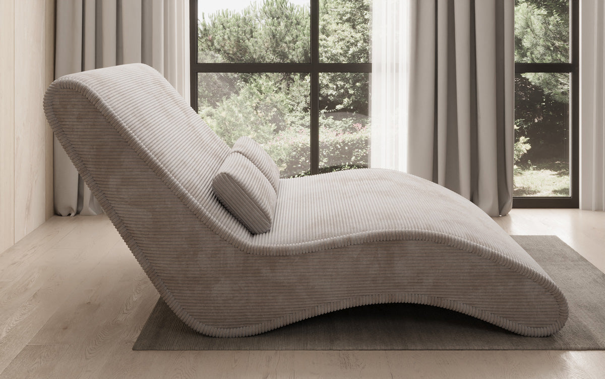 Chaise longue de designer Lunaris 120 en côtelé