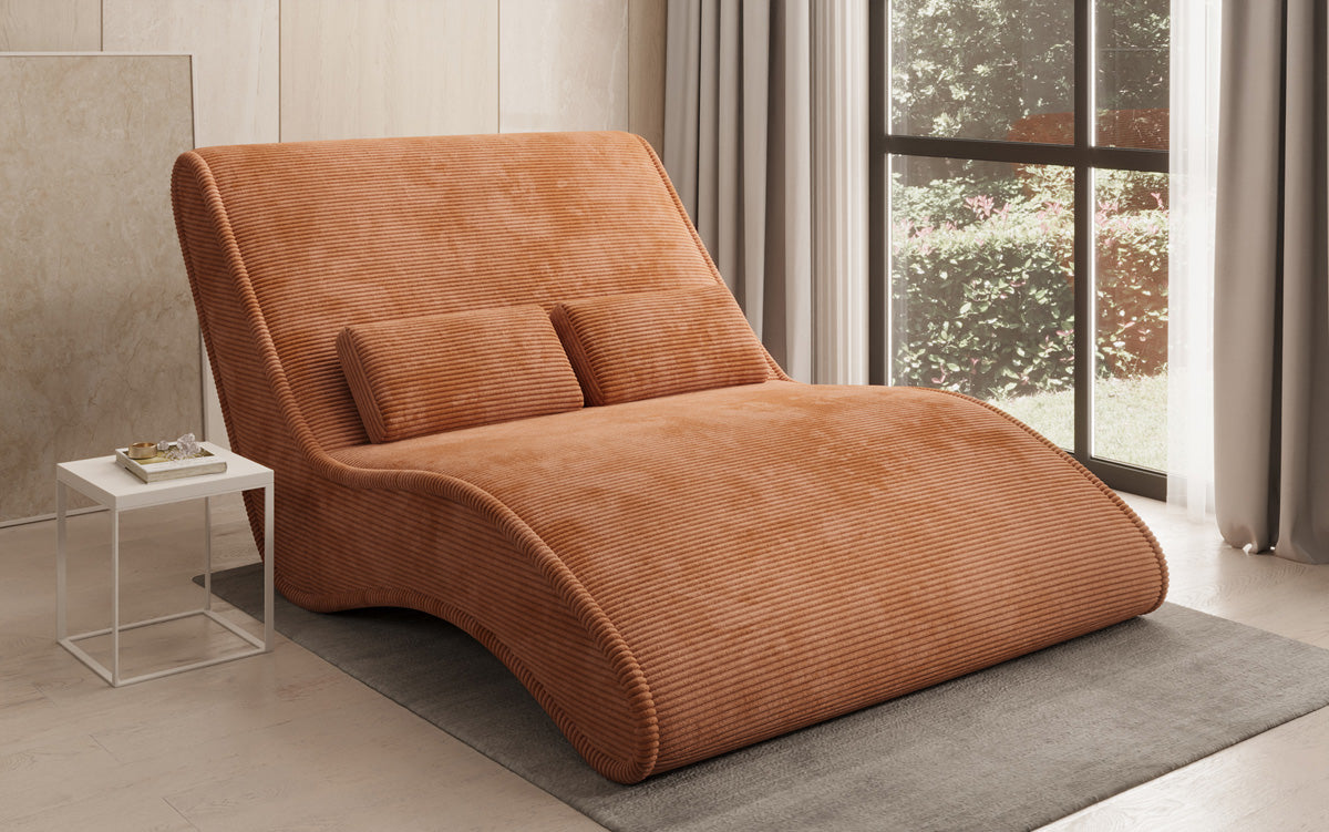 Chaise longue de designer Lunaris 120 en côtelé