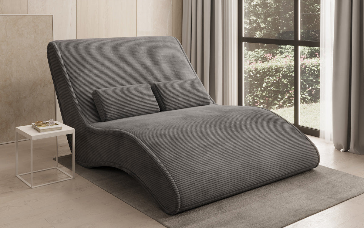 Chaise longue de designer Lunaris 120 en côtelé