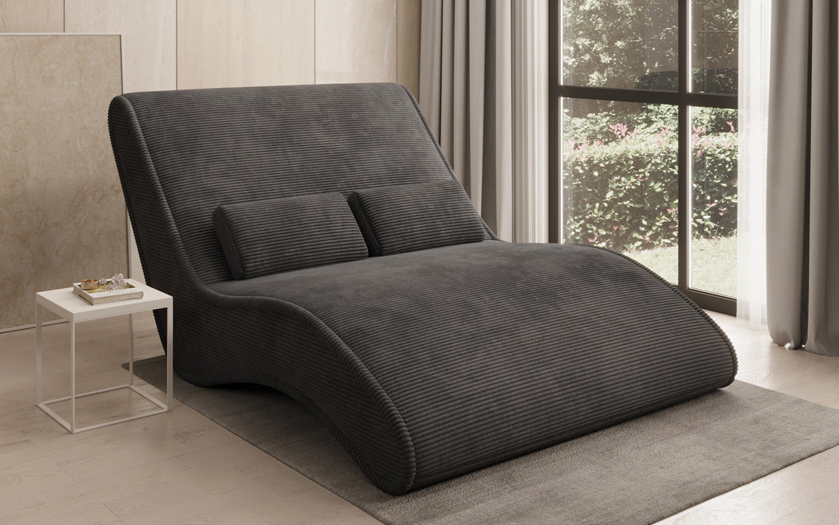 Chaise longue de designer Lunaris 120 en côtelé