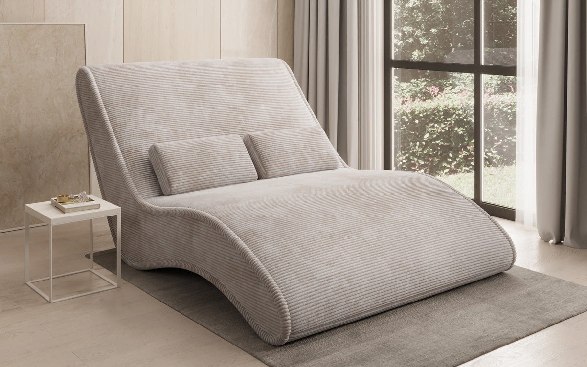 Chaise longue de designer Lunaris 120 en côtelé