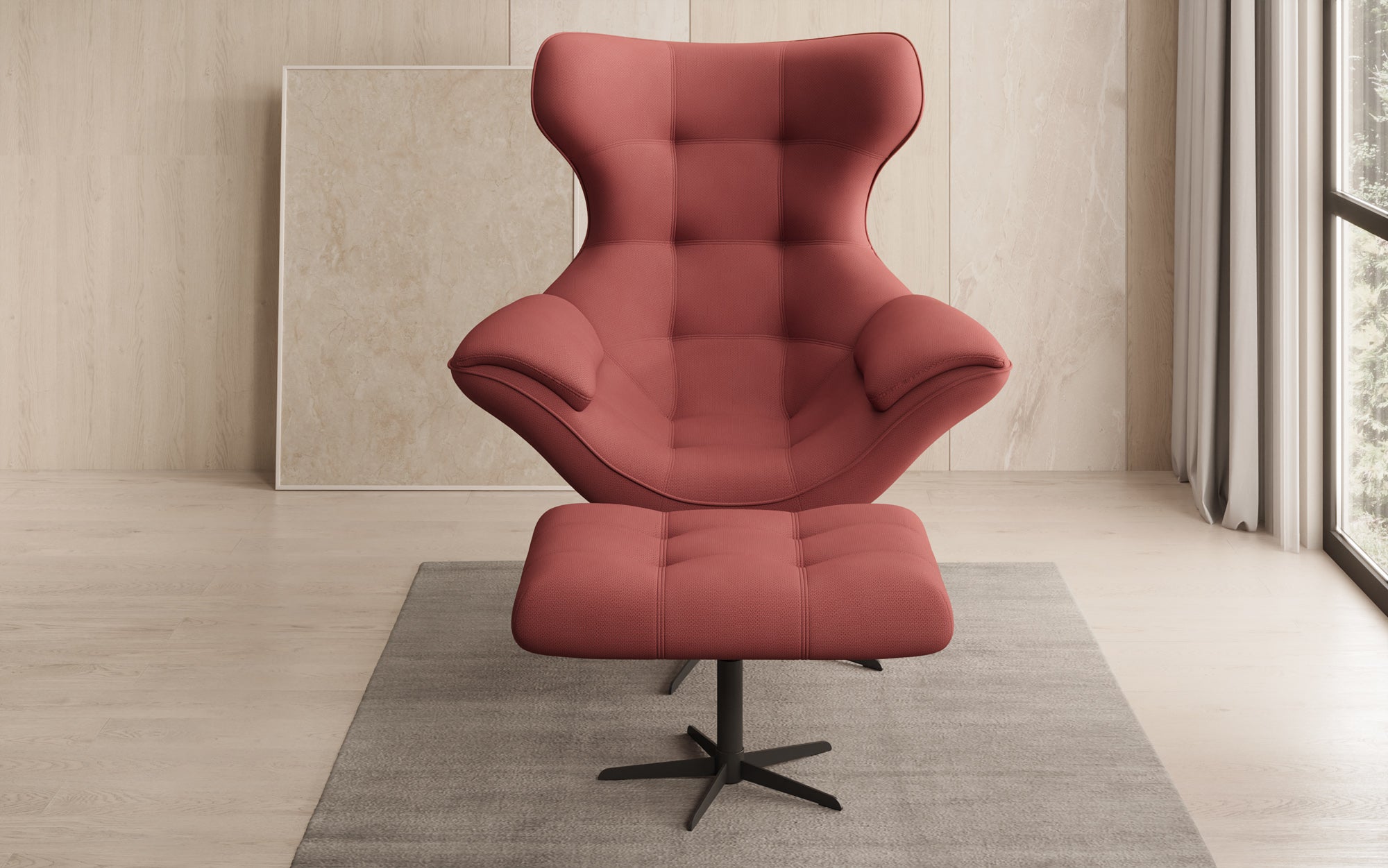 Fauteuil-canapé design Aurelio incl. repose-pieds en Tissu